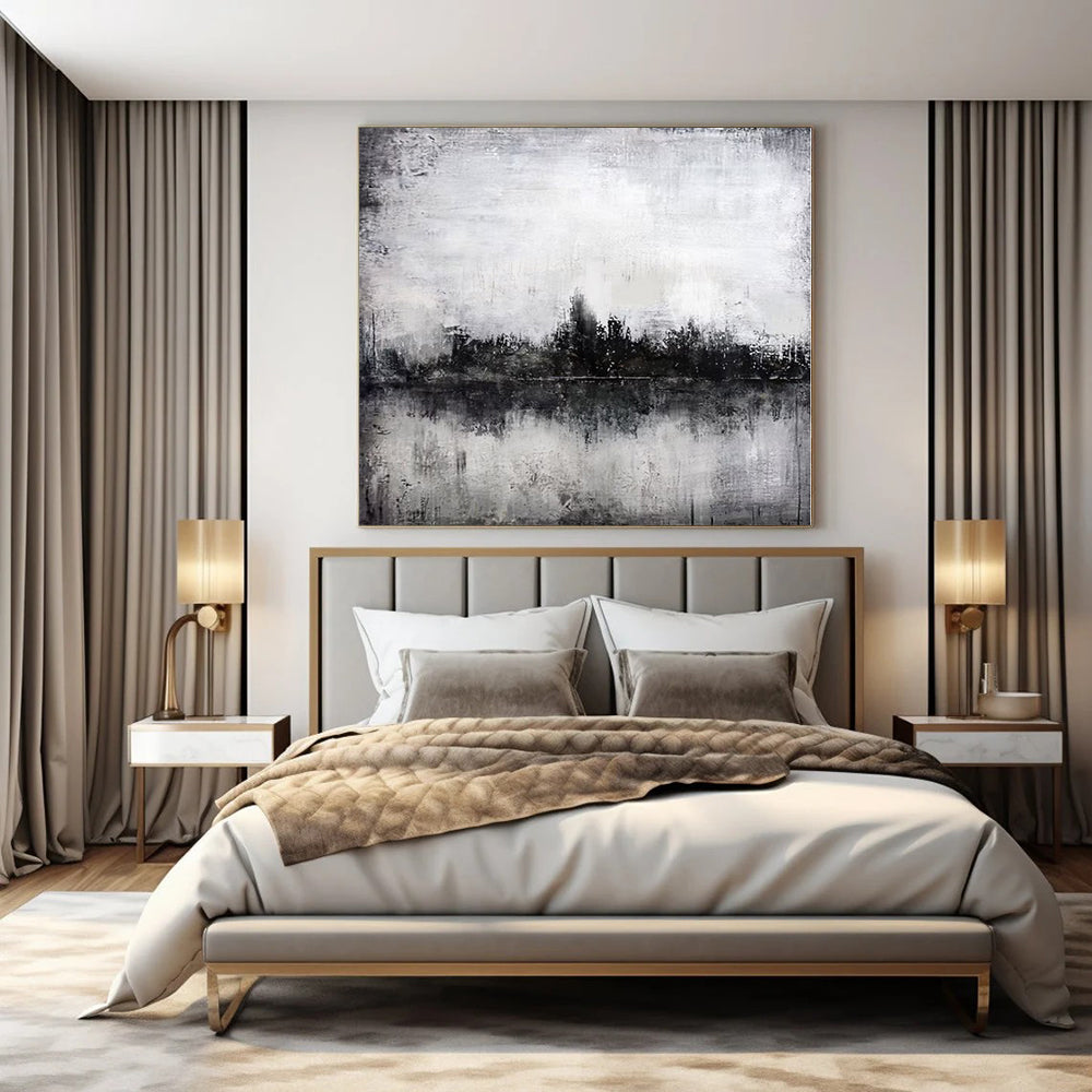 Oversized Hand-Painted Contemporary Abstract Mural for Family Dining Alcoves