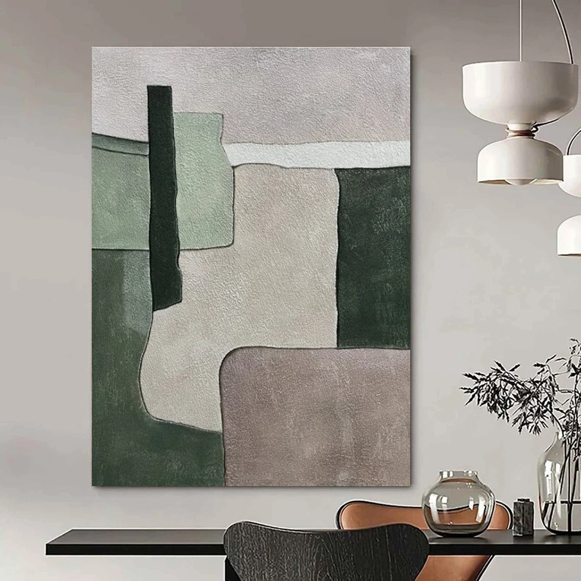 Custom Hand-Painted Abstract Painting for Dining Room & Hotel Rooftop Gardens