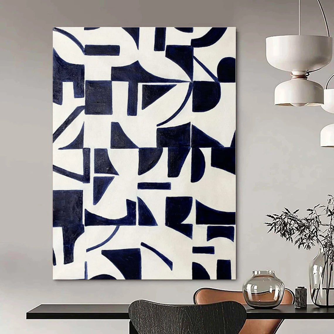 Custom Hand-Painted Abstract Canvas for Bedroom and Office