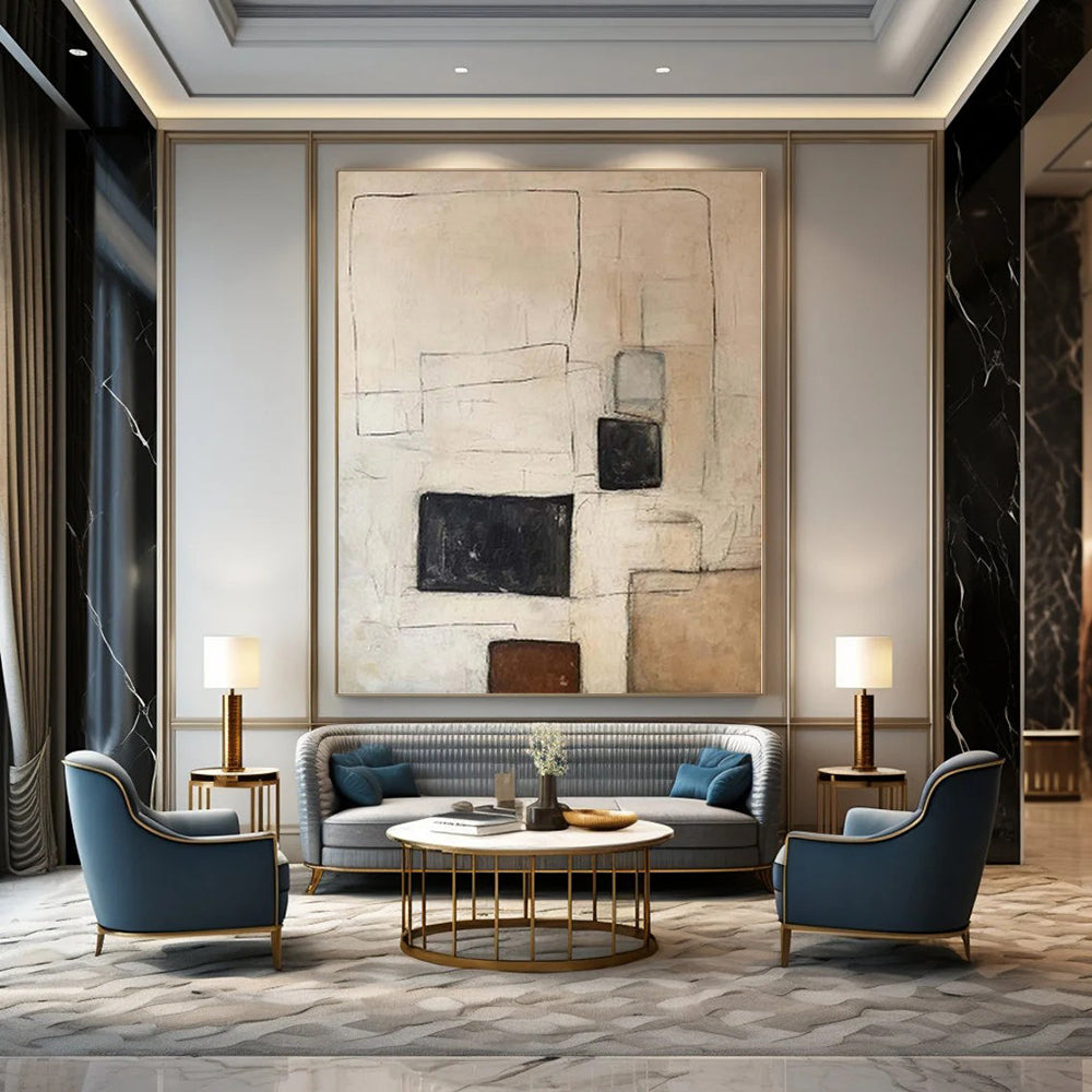 Giant Abstract Painting for Walk-In Closet Interiors - Hand-Painted Acrylic
