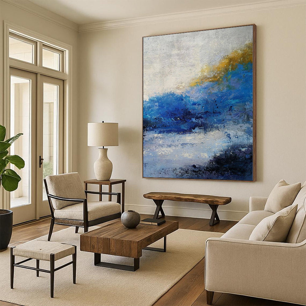 Extra-Large Custom Abstract Canvas for Family Room Feature Wall