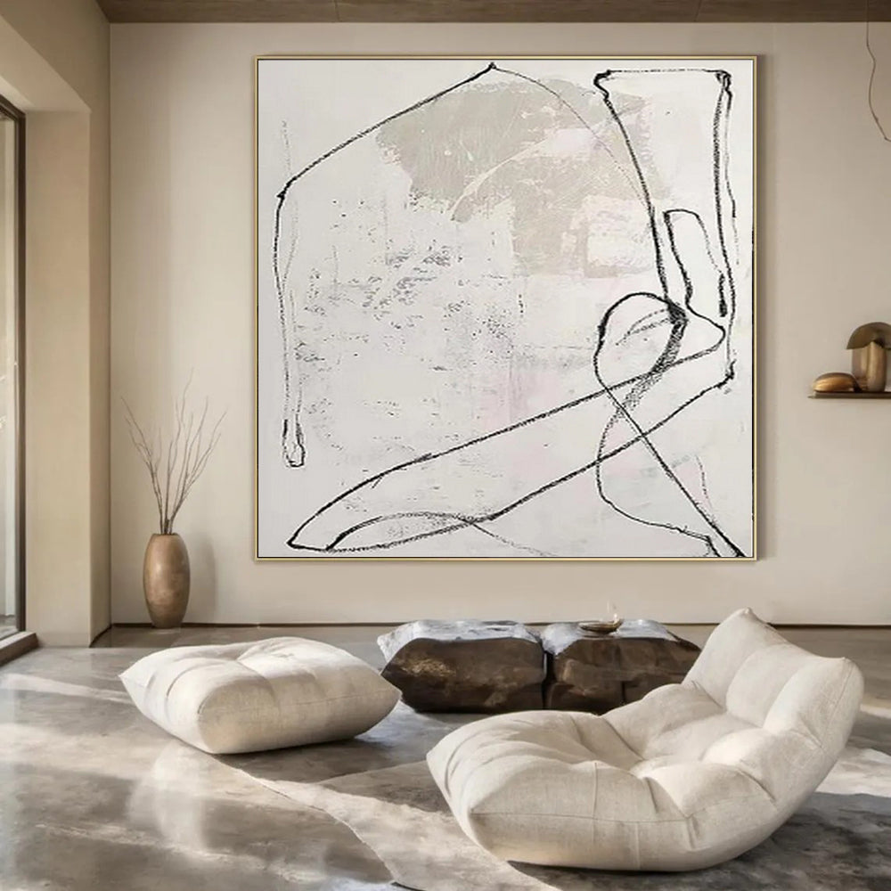 Grand Abstract Painting for Reading Nook Alcoves - Hand-Painted Oil on Canvas