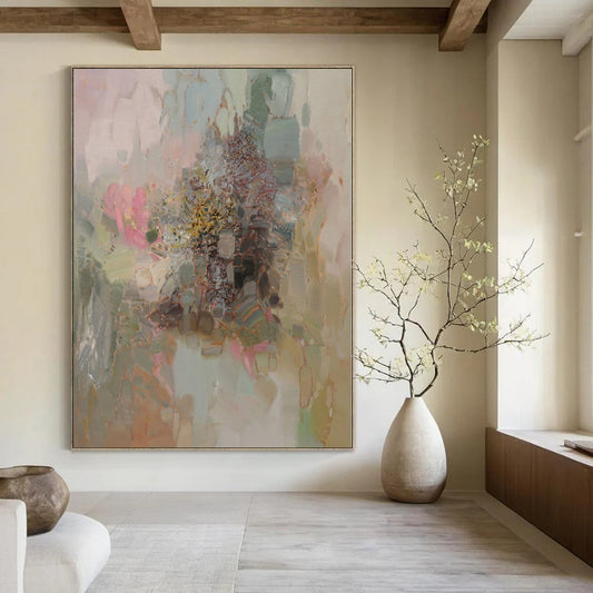 Hand-Painted Large Modern Abstract Wall Art for Dining Room Above Sideboards