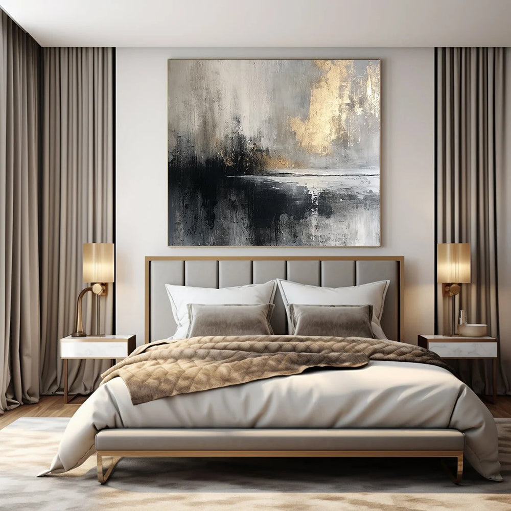 Huge Hand-Painted Contemporary Abstract Painting for High-End Bar Private Dining Areas