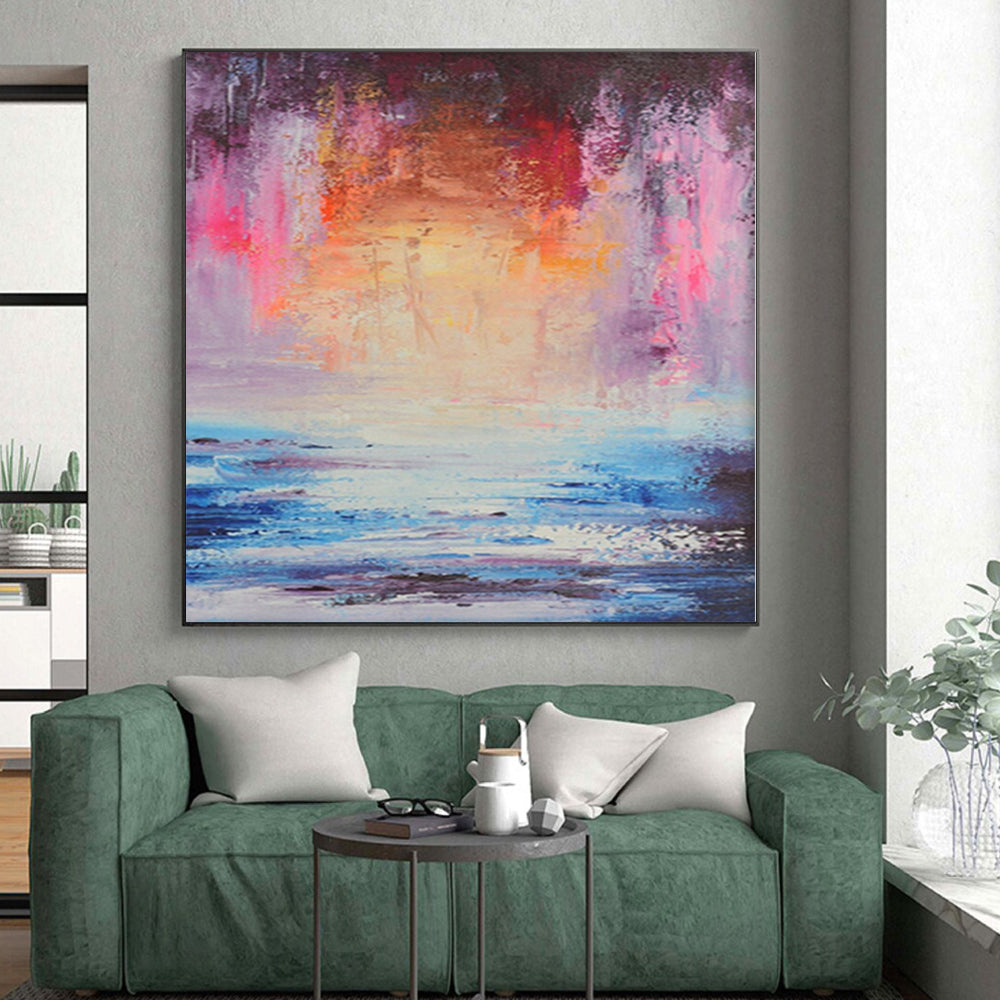 Immense Abstract Japanese Garden - Hand-Painted Gouache for Tea Ceremony Rooms