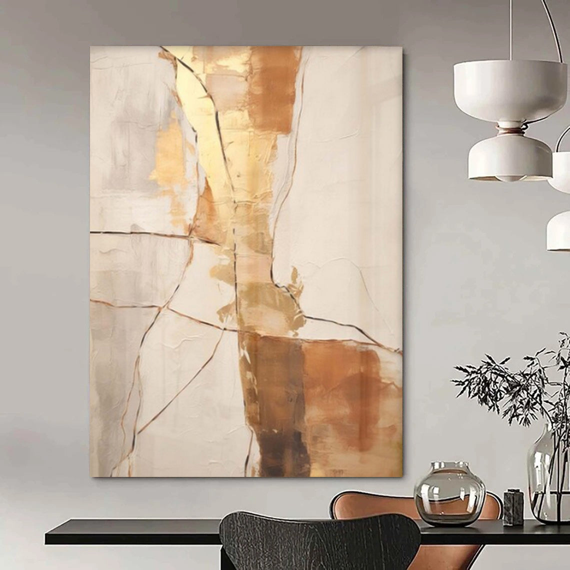 Huge Hand-Painted Contemporary Abstract Painting for Family Home Multi-Purpose Rooms