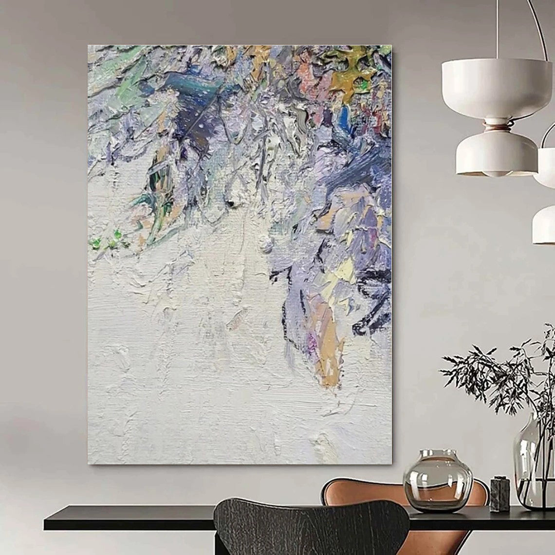 Hand-Painted Personalized Abstract Mural for Dining Room and Hotel Banquet Halls