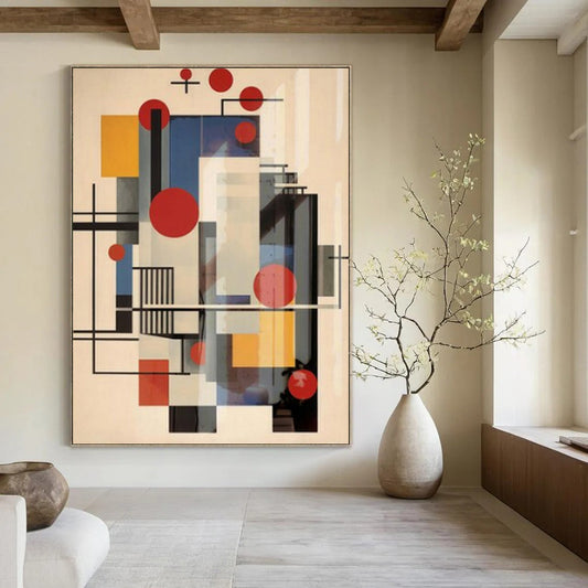Huge Hand-Painted Contemporary Abstract Painting for Family Home Entertainment Rooms