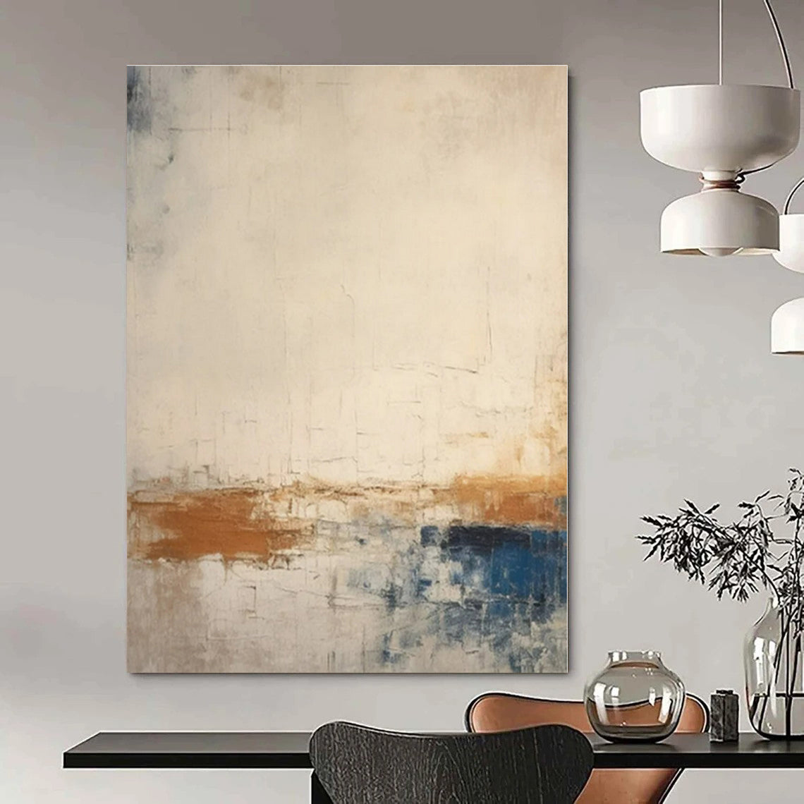 Large-Scale Hand-Painted Abstract Painting for Office and Hotel Conference Rooms