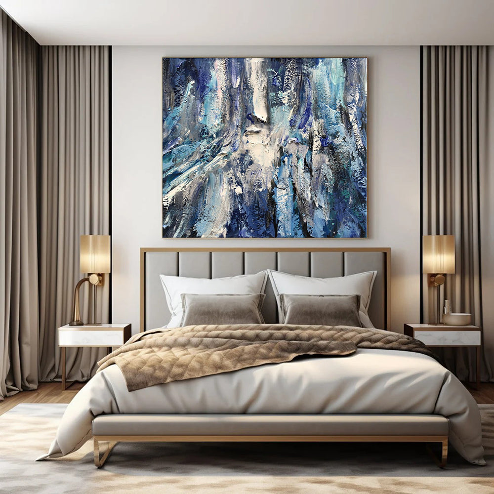 Oversized Custom Hand-Painted Abstract Painting for Office and Hotel Executive Suites