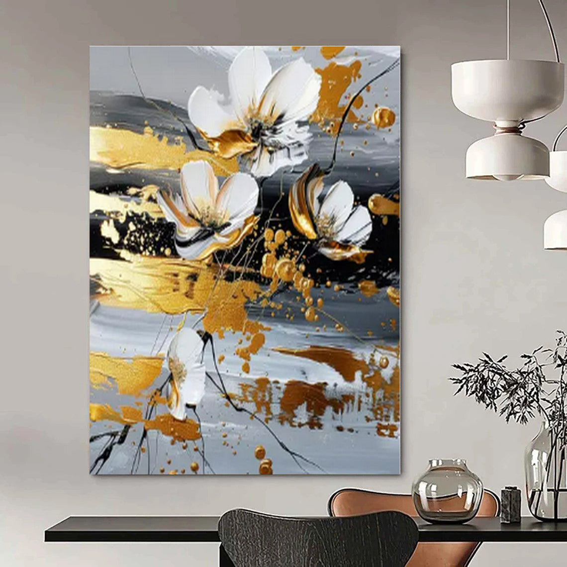 Artistic Impressionism Hand-Painted Abstract Mural for Romantic Bedrooms