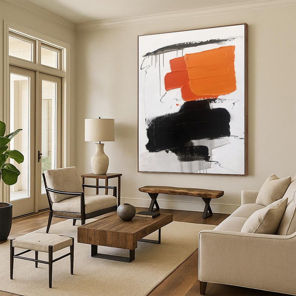 Custom Giant Hand-Painted Abstract Art for Sunroom Garden View Wall