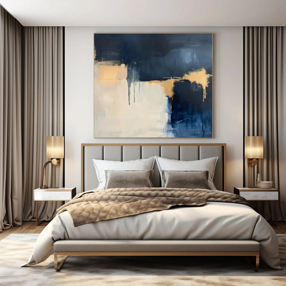 Custom Hand-Painted Abstract Wall Art for Office Virtual Meeting Rooms