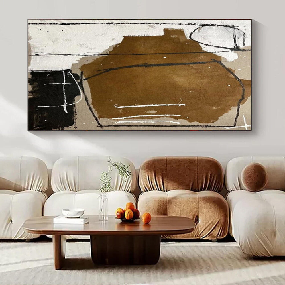 Extra-Vast Hand-Painted Modern Abstract Artwork for Living Room Behind Entertainment Centers