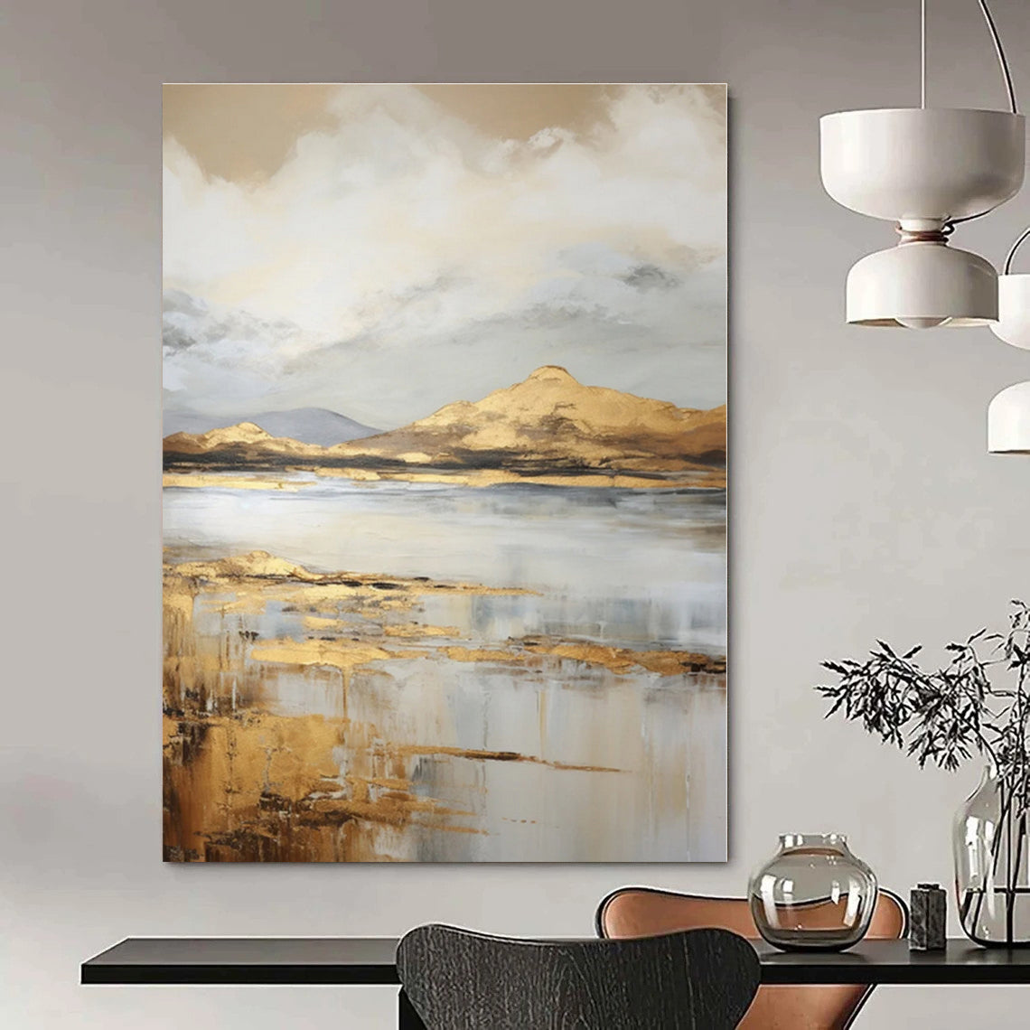 Retro Revival Hand-Painted Abstract Art for Nostalgic Bedrooms