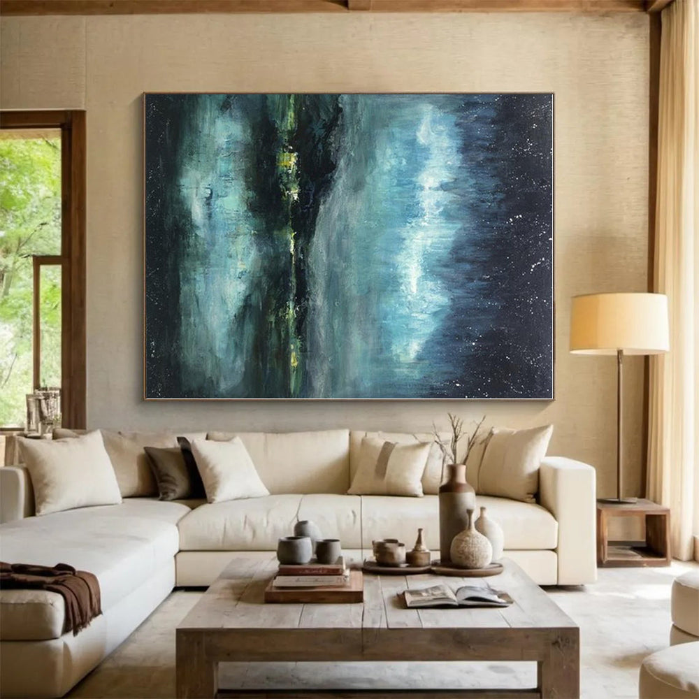 Oversized Custom Abstract Painting for Mudroom Pet Washing Station Wall