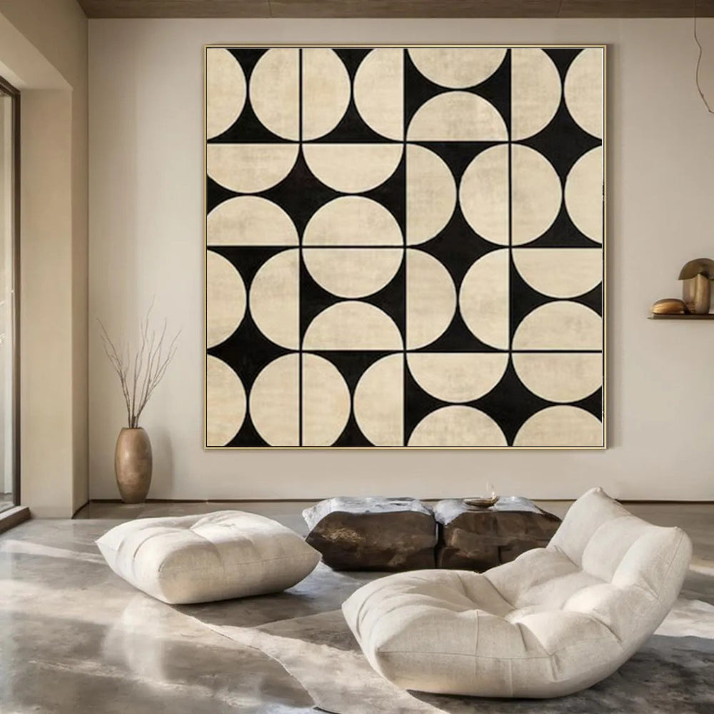 Oversized Hand-Painted Modern Abstract Painting for Family Home Meditation Rooms