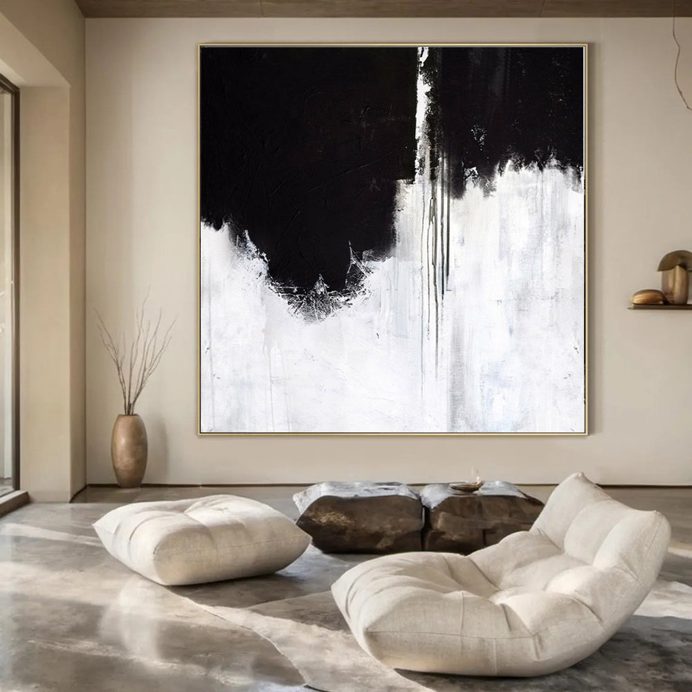 Captivating Hand-Painted Abstract Painting for Living Room Bookshelf Backdrops