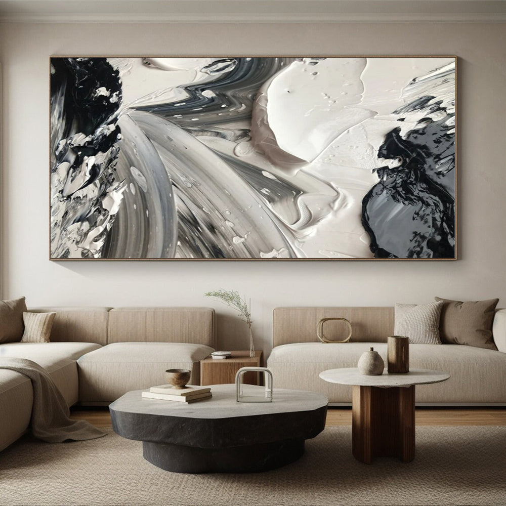 Oversized Hand-Painted Abstract Canvas for Home Music Studio Recording Booth Wall