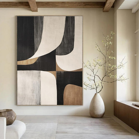 Oversized Custom Hand-Painted Abstract Canvas for Dining Room and Hotel Lobby Lounge