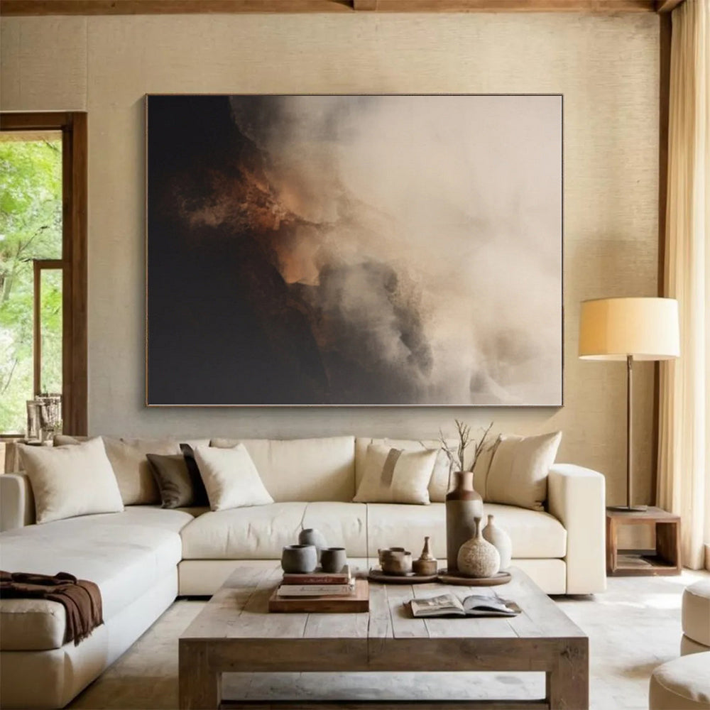 Monumental Hand-Painted Abstract Canvas for Kitchen Heart Wall