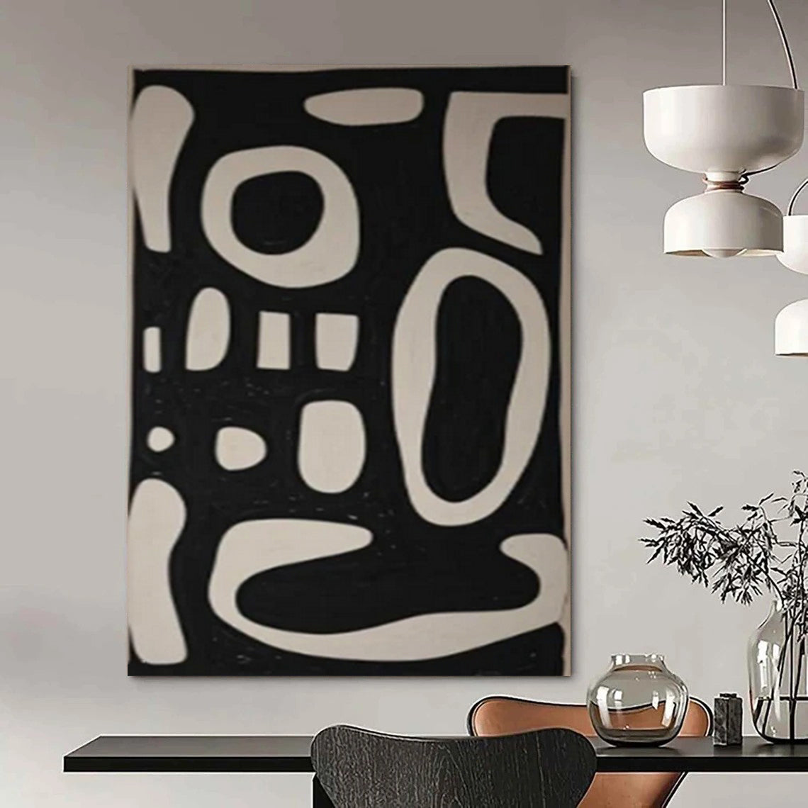 Large Hand-Painted Contemporary Abstract Wall Art for Family Home Mudrooms