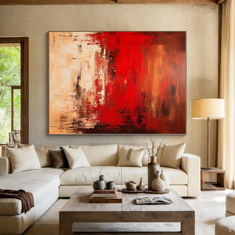 Custom Large-Scale Hand-Painted Abstract Canvas for Family Room Focal Wall