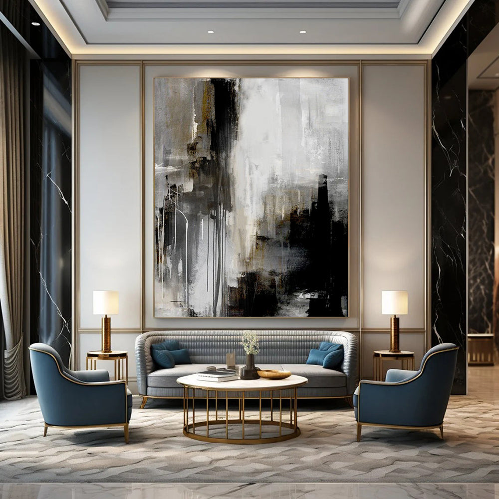 Innovative Hand-Painted Abstract Painting for Living Room Fireplace Screens