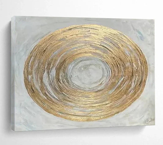 An Elegant Exploration of Gold Ring Abstract - Minimalist Home Statement DLZ109