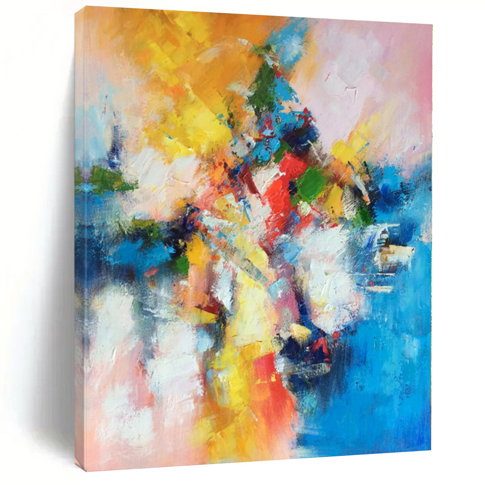 Immense Abstract Canvas for Rooftop Hot Tub Areas - Hand-Painted Resin on Canvas