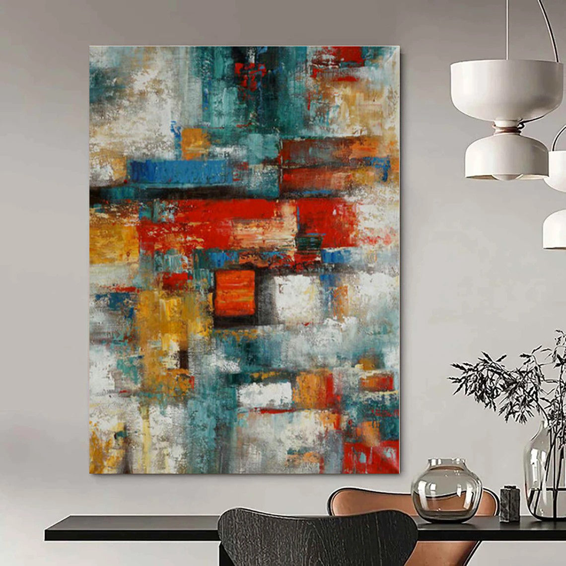 Hand-Painted Bespoke Abstract Canvas for Dining Room & Hotel Spa Areas