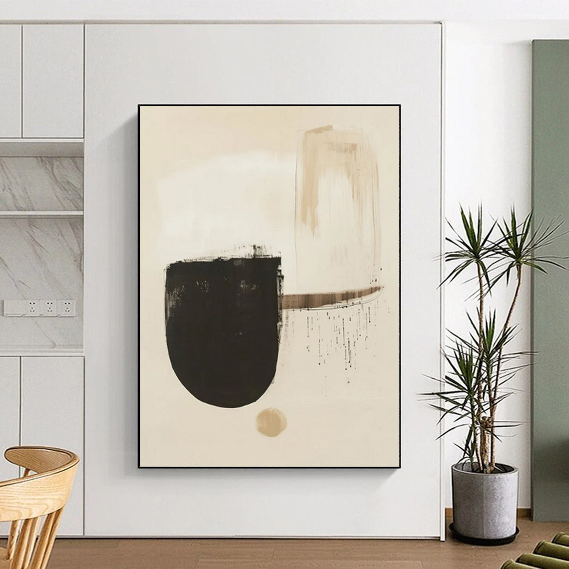 Immense Hand-Painted Abstract Canvas for Dining Room Buffet Areas