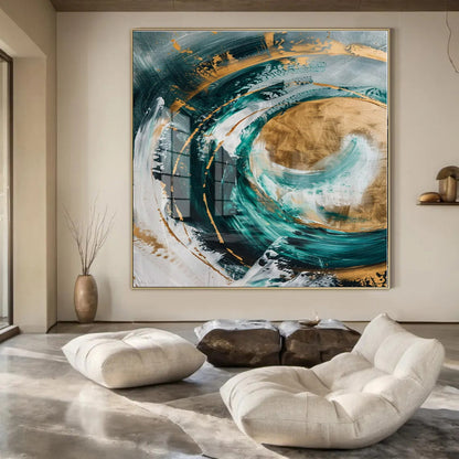 Modern Geometric Hand-Painted Abstract Art for Contemporary Bedrooms