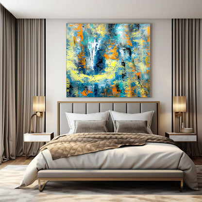 Giant Hand-Painted Contemporary Abstract Art for Bedroom Yoga and Meditation Spaces