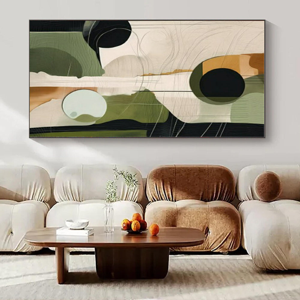 Large-Scale Hand-Painted Contemporary Abstract Mural for Office Hallways