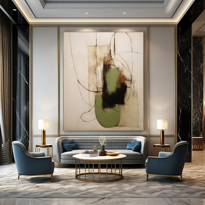 Colossal Hand-Painted Contemporary Abstract Mural for Office Training Halls
