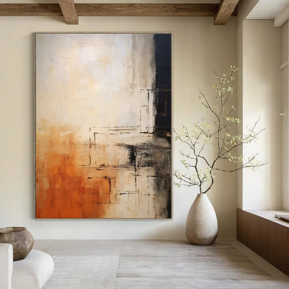 Oversized Custom Hand-Painted Abstract Mural for Living Room and Bar