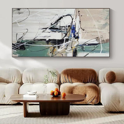 Monumental Abstract Painting for Powder Room Interiors - Custom Resin on Linen