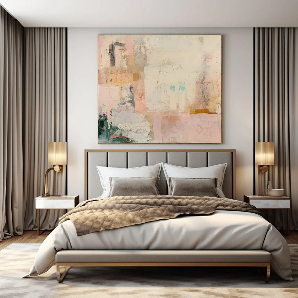 Large Hand-Painted Modern Abstract Wall Decor for Senior Living Community Activity Rooms
