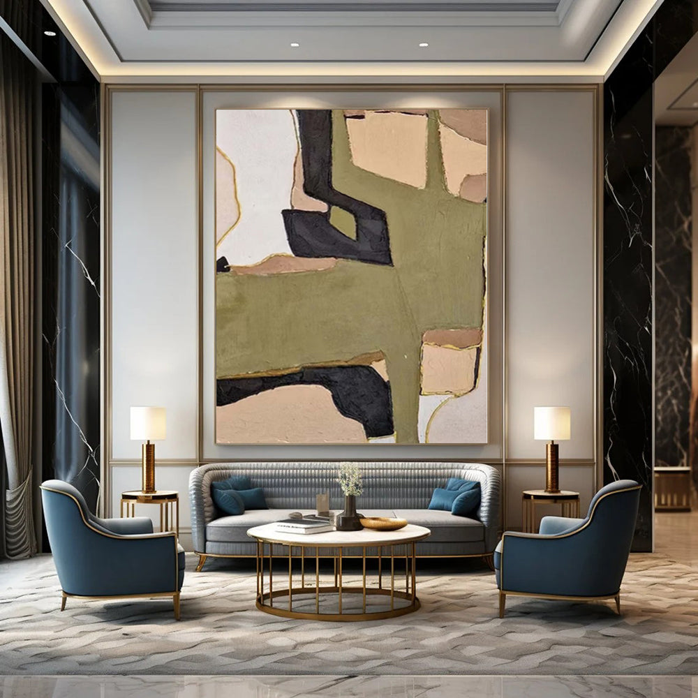 Large Hand-Painted Abstract Art for Equestrian Competition Venue Foyers