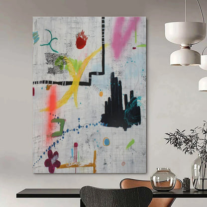 Large-Scale Hand-Painted Abstract Mural for Living Room & Hotel Outdoor Terraces