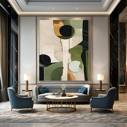 Large-Scale Hand-Painted Contemporary Abstract Mural for Office Hallways