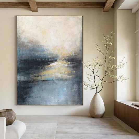 Hand-Painted Grand-Scale Abstract Canvas for Dining Room Feature Walls