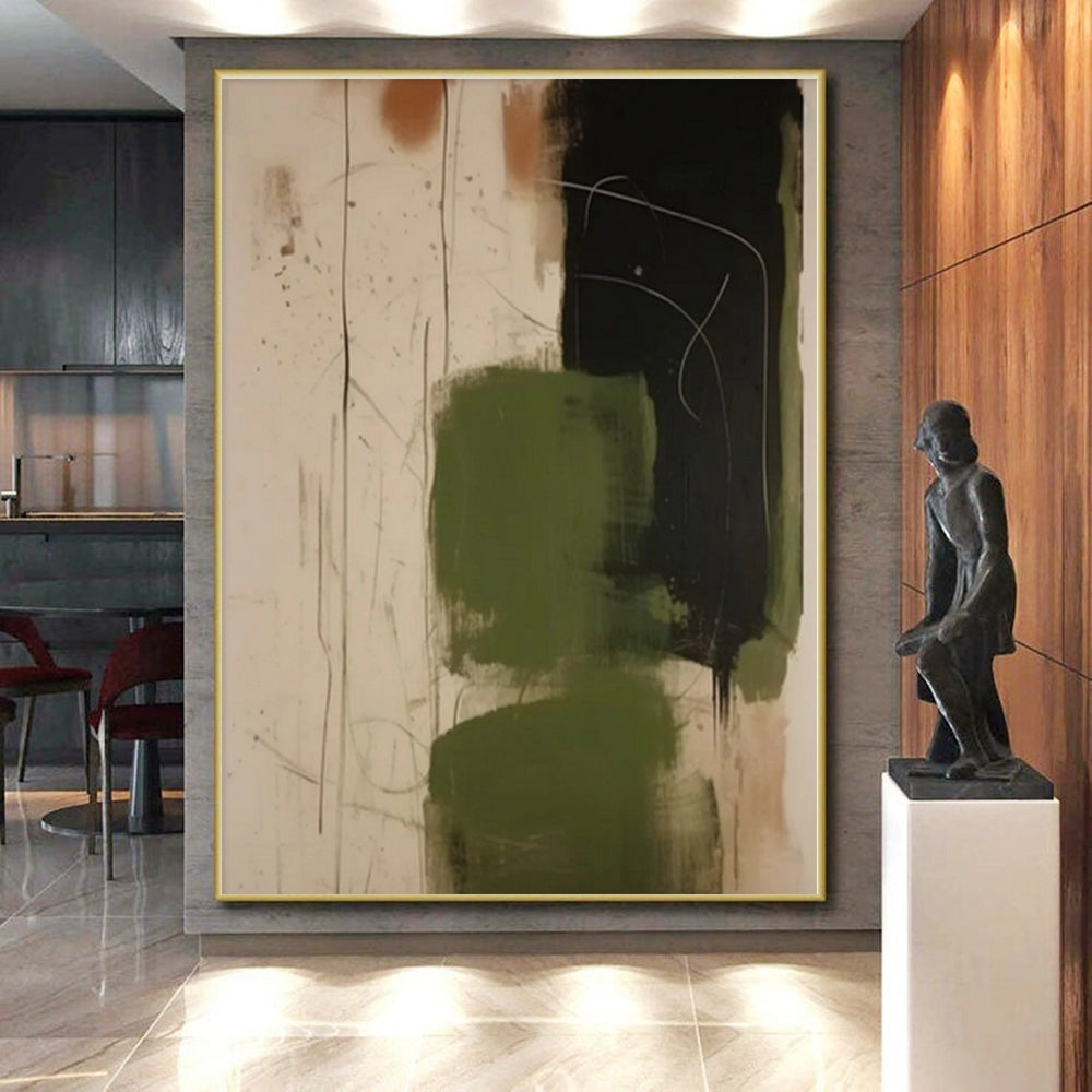 Extra-Huge Hand-Brushed Abstract Painting for Home Music Studio Inspiration Wall