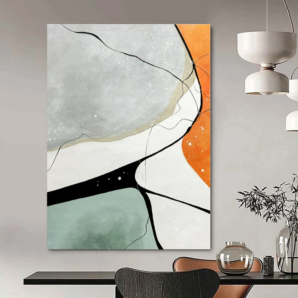 Extra-Huge Hand-Painted Modern Abstract Canvas for Bedroom Dormer Windows
