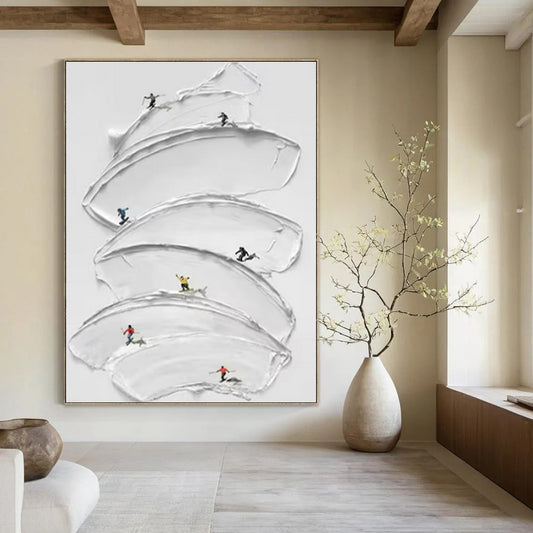 Large-Scale Hand-Painted Abstract Art for Dining Room and Hotel Lobby