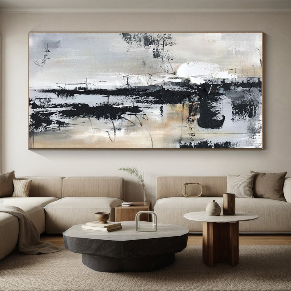 Large-Scale Custom Hand-Painted Abstract Canvas for Nursery Crib Feature Wall