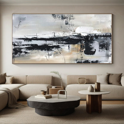 Large-Scale Custom Hand-Painted Abstract Canvas for Nursery Crib Feature Wall