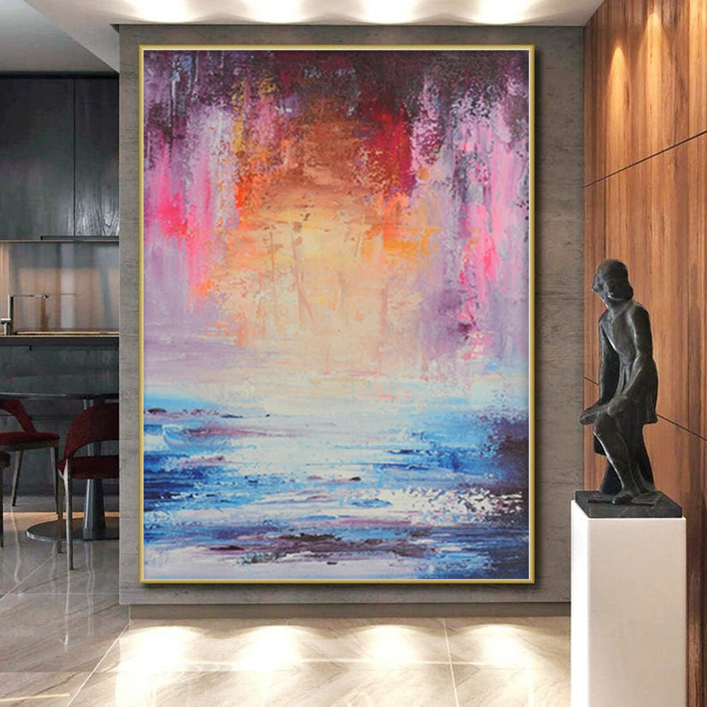Immense Abstract Japanese Garden - Hand-Painted Gouache for Tea Ceremony Rooms