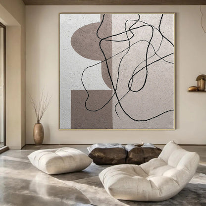 Huge Hand-Painted Contemporary Abstract Painting for Family Home Artistic Workshops